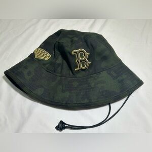 New Era Boston Red Sox Armed Forces Day Camo Bucket Hat Gold trim